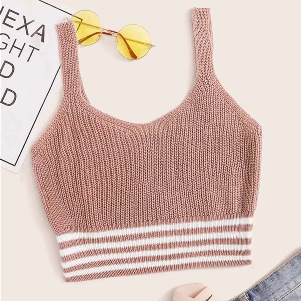 Striped Crop Knot Top